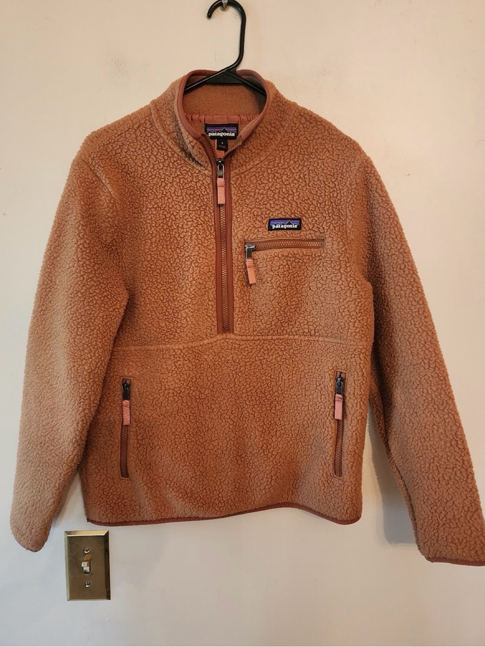 patagonia retro deep pile fleece quarter zip marusipal brown pullover Small